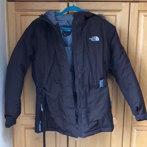 GIRLS XL / WOMENS S The North Face Brown Puffer